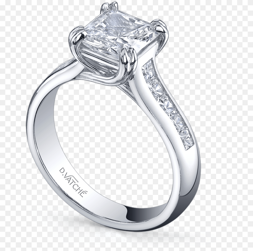 Vatche Double X Prong Princess W Pr Channel Engagement Pre Engagement Ring, Accessories, Jewelry, Silver, Platinum Free Png Download