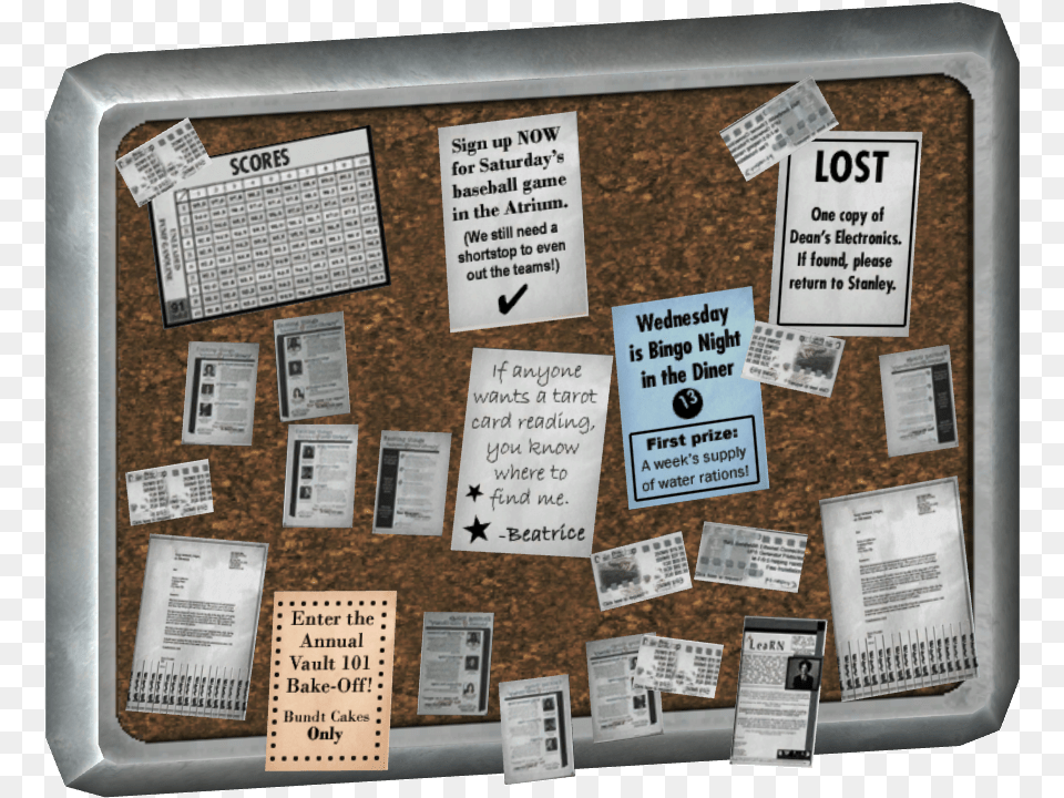 Vault 101 Cafeteria Bulletin Board Fallout 4 Quest Dialogue, Advertisement, Poster, Person, Text Png