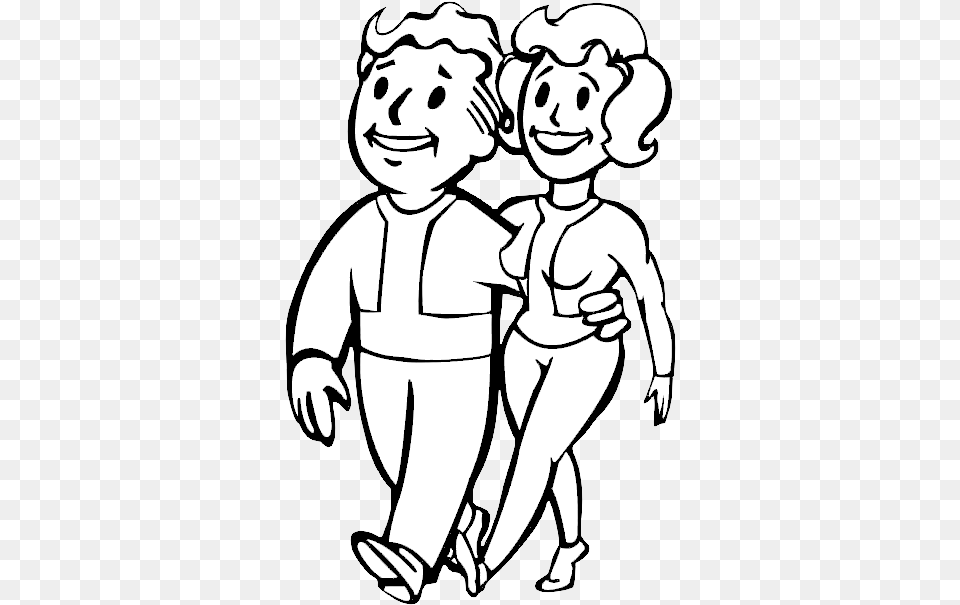 Vault Boy And Vault Girl, Stencil, Baby, Person, Publication Png Image