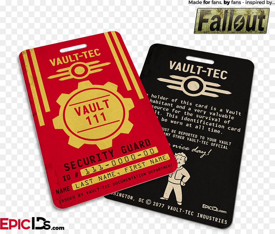 Vault Security Guard 39fallout39 Cosplay Vault Id Badge Fallout New Vegas, Text, Person, Paper, Business Card Png