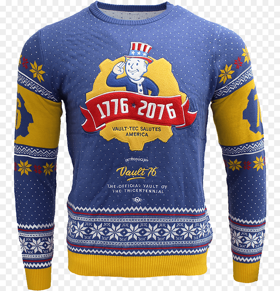 Vault Tec Christmas Sweater Fallout 76 Pullover, Clothing, Shirt, Knitwear, Sleeve Png