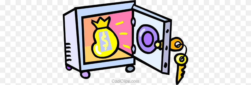 Vault With A Bag Of Money Royalty Free Vector Clip Art, Machine, Wheel Png
