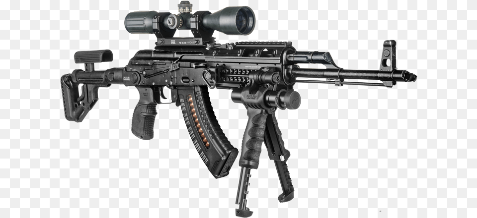 Vector Ak47 Black And White Fab Defense Uas R10, Firearm, Gun, Rifle, Weapon Free Png