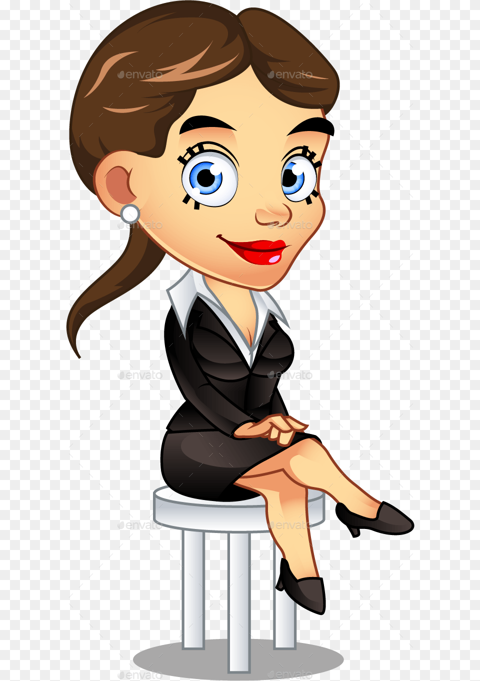 Vector Ambitious Office Lady Character Cartoon Office Girl Clipart, Person, Sitting, Adult, Female Free Png Download
