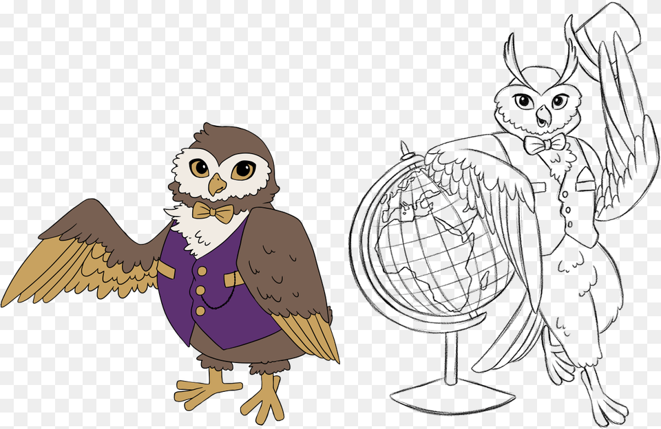 Vector And Sketch Illustratiuons Of Owl Character For Cartoon, Animal, Bird, Face, Head Png