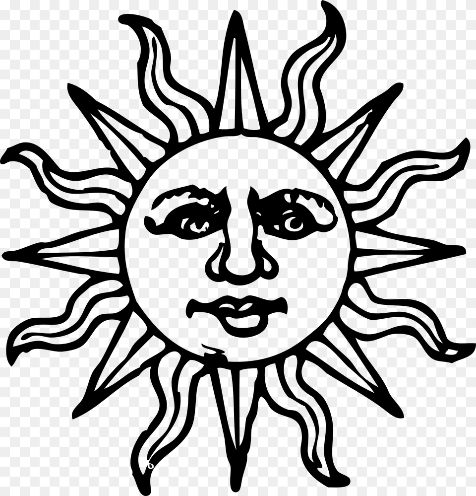Vector And Sun And Moon Clipart Black And White, Emblem, Symbol, Face, Head Free Png Download