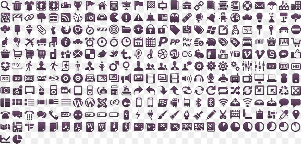 Vector And Webfont Social Media Icons For Sprite Image Icon Text, Pattern Free Transparent Png