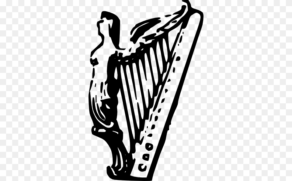 Vector Angel Harp Lineart Clip Art Instrumento Musical Dos Anjos, Musical Instrument, Smoke Pipe, Person Png