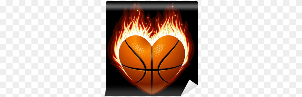 Vector Basketball On Fire In The Shape Of Heart Wall Basketball Background For Girls, Flame, Bonfire Free Png Download