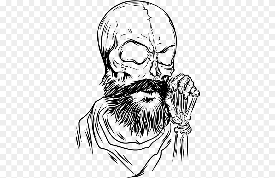 Vector Beard Illustrator Skull With Beard, Gray Png Image