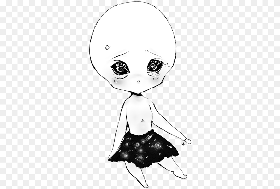 Vector Black And White Cute Alien Girl Thing Alien Cute Drawing, Baby, Person, Doll, Toy Png