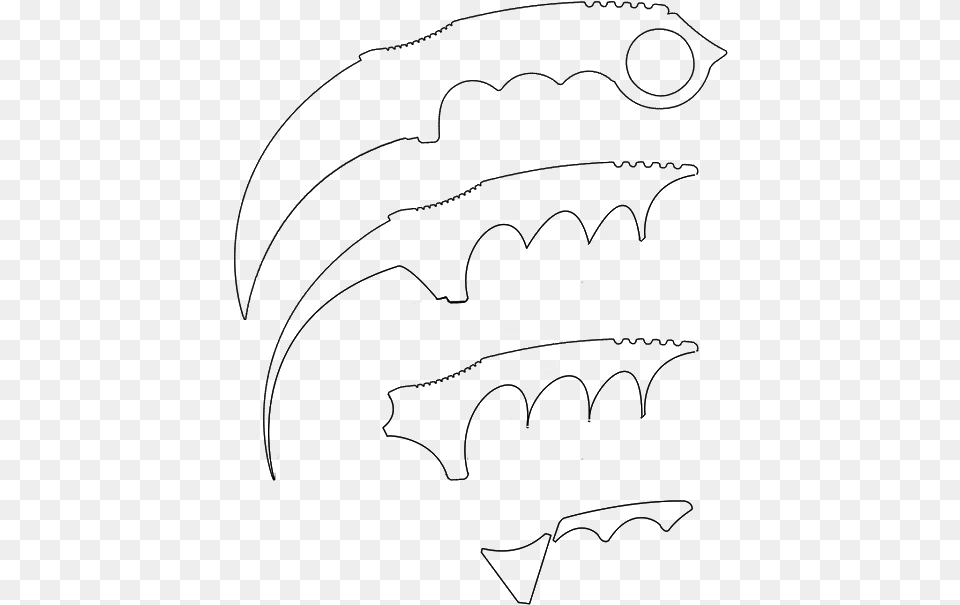 Vector Black And White Download Csgo Drawing Karambit Knife Karambit Templates Free Png