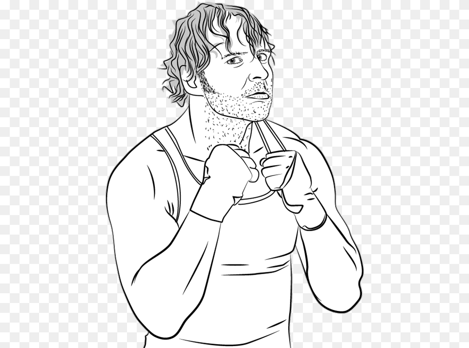 Vector Black And White Library Wwe Drawing At Getdrawings Wwe Dean Ambrose Drawing, Adult, Art, Male, Man Free Transparent Png