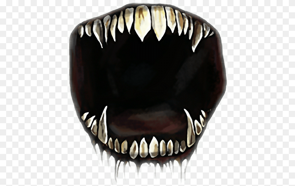 Vector Black And White Sticker By Nherim Mouth Monster, Body Part, Person, Teeth, Electronics Png