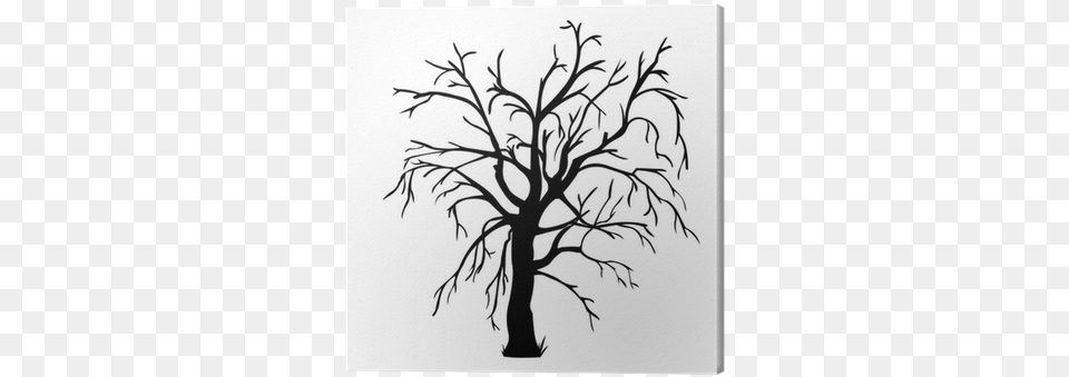 Vector Black Silhouette Of A Bare Tree Canvas Print Silhouettes Of 2 Bare Trees, Art, Plant, Drawing Png Image