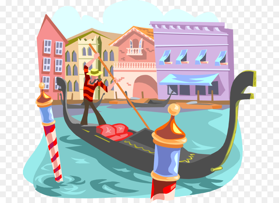 Vector Boats Canal Boat Download Gondola Venice Illustration, Transportation, Vehicle, Child, Male Png Image