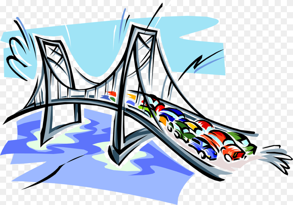 Vector Bridges Highway Bridge Bridge With Cars Clipart, Amusement Park, Fun, Roller Coaster, Outdoors Free Transparent Png