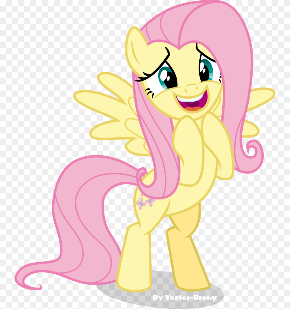 Vector Brony Bipedal Excited Fluttershy Happy Fluttershy Mlp Transparent Background, Book, Comics, Publication, Baby Free Png Download