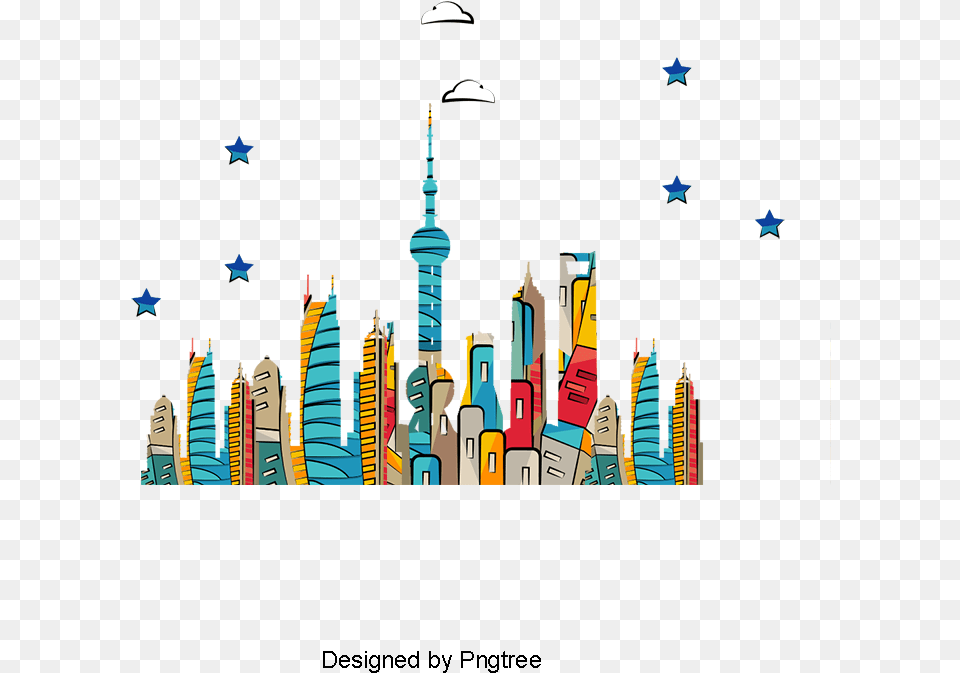 Vector Buildings Abstract Cartoon City Buildings Vector, Urban, Art Free Png