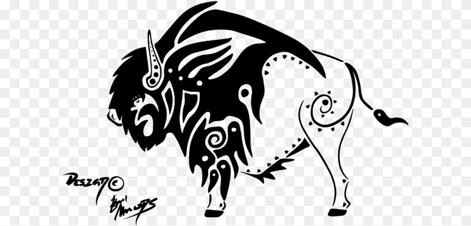 Vector Bull Tribal Bison Skull Buffalo Skull Tattoo Designs, Gray Png Image