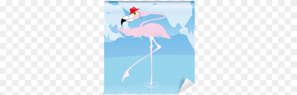 Vector Cartoon Cute Funny Flamingo With Hat Wall Mural Hat, Animal, Bird Png Image