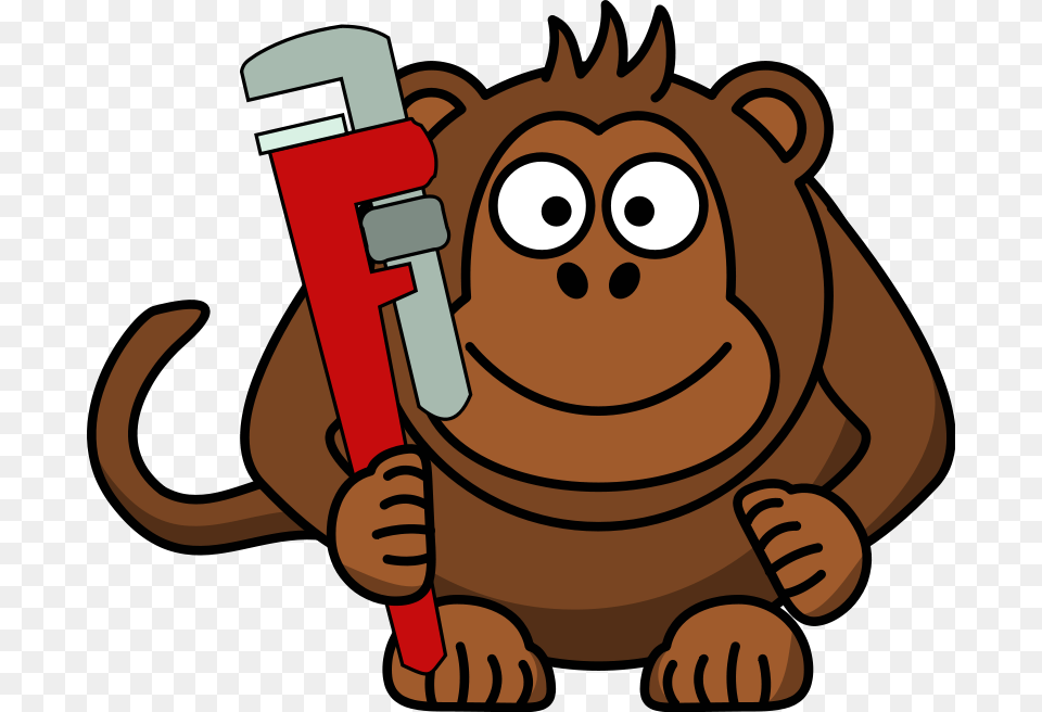 Vector Cartoon Monkey With Wrench Monkey Holding A Wrench, Dynamite, Weapon, Face, Head Free Png