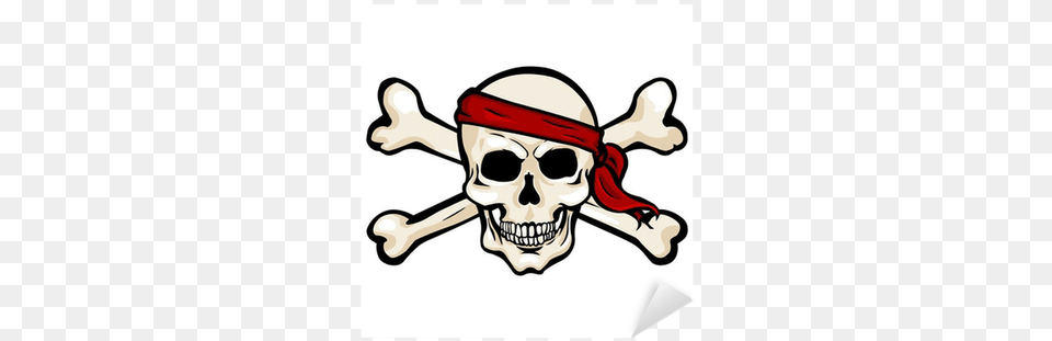 Vector Cartoon Pirate Skull In Red Bandana With Cross Pirate Skull And Crossbones Cartoon, Person, Device, Grass, Lawn Free Transparent Png