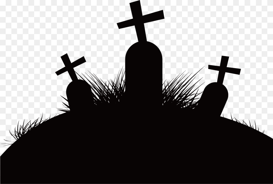 Vector Cemetery Cemetery Transparent, Cross, Silhouette, Symbol Png