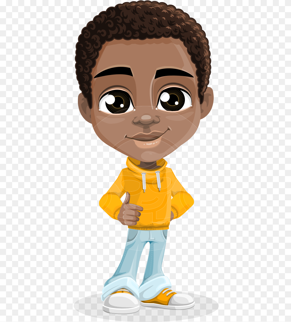Vector Child Cartoon Character African American Male Cartoon Characters, Clothing, Coat, Photography, Face Png Image