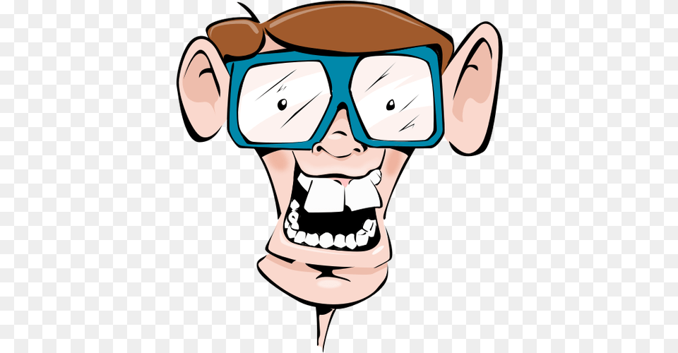 Vector Clip Art Of Comic Geek Face With Glasses, Accessories, Body Part, Mouth, Person Free Png Download