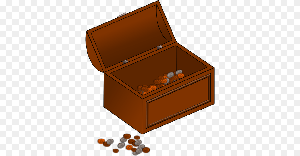 Vector Clip Art Of Half Empty Treasure Chest With Coins Outside, Box Png Image