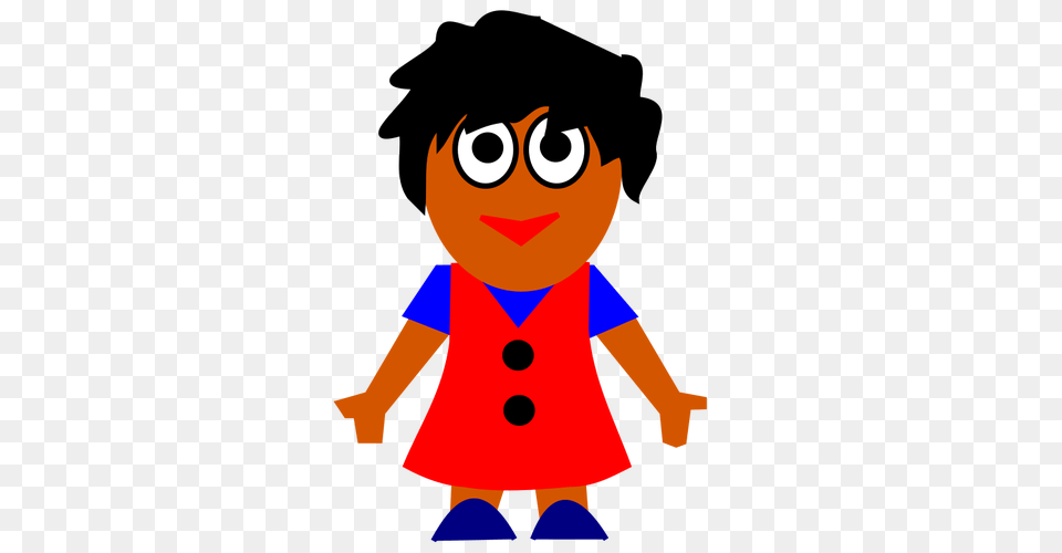 Vector Clip Art Of Happy Afro American Girl In Red Dress Public, Baby, Person, Face, Head Png