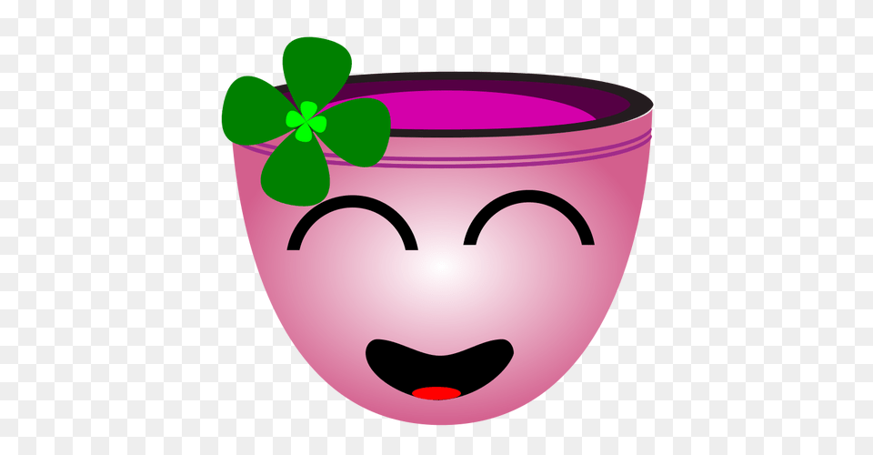 Vector Clip Art Of Laughing Face Pink Cup, Bowl, Plant, Potted Plant, Flower Png Image