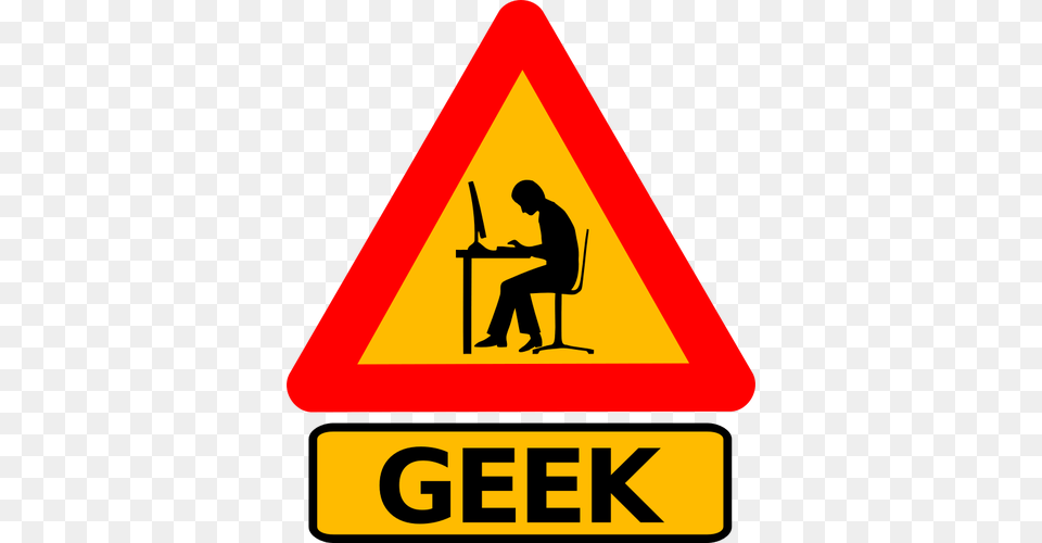 Vector Clip Art Of Man Geek Warning Road Sign, Symbol, Adult, Male, Person Png Image