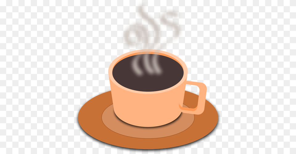 Vector Clip Art Of Orange Cup Of Coffee With Saucer Public, Beverage, Coffee Cup Png Image