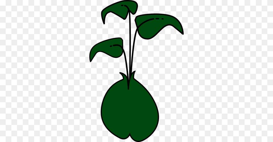 Vector Clip Art Of Plant With Three Dark Green Leaves Public, Symbol Png