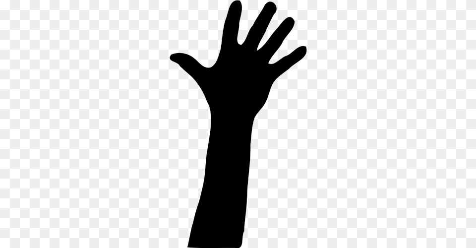 Vector Clip Art Of Raised Hand Silhouette, Gray Png Image