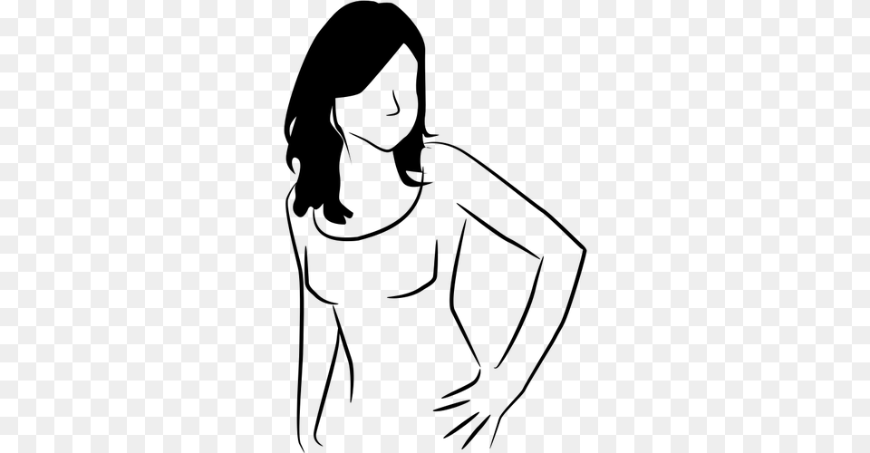 Vector Clip Art Of Slim Woman Sketch, Gray Png Image