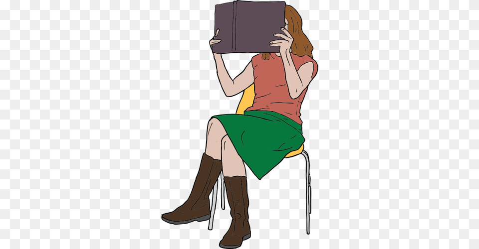 Vector Clip Art Of Woman Reading A Book On A Chair, Person, Adult, Female, Publication Free Transparent Png