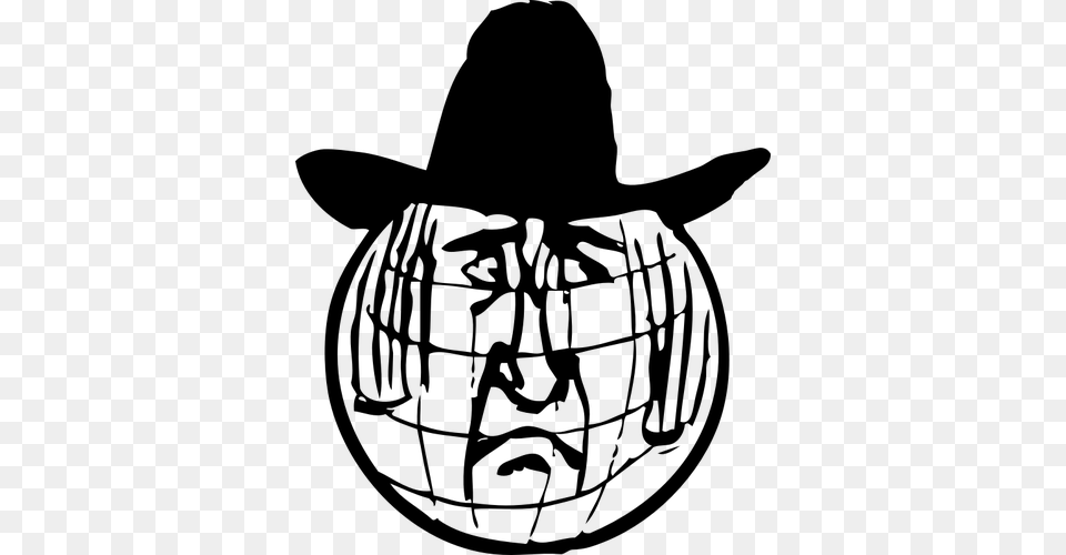Vector Clipart Of Cowboy Globe, Gray Free Transparent Png