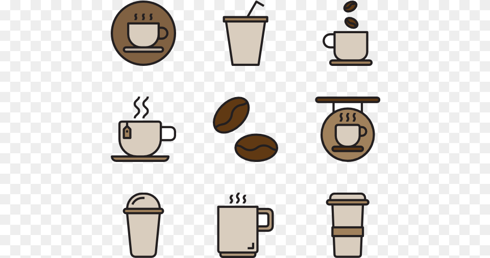 Vector Coffee Cup Icons Coffee, Text, Beverage, Coffee Cup, Cream Free Png Download
