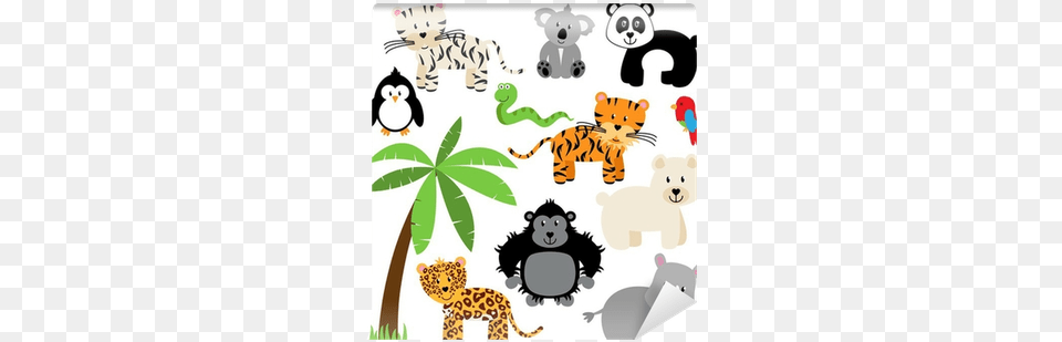 Vector Collection Of Cute Zoo Jungle Or Wild Animals Safari Wild Animal Transparent Background, Bird, Penguin, Cat, Mammal Png