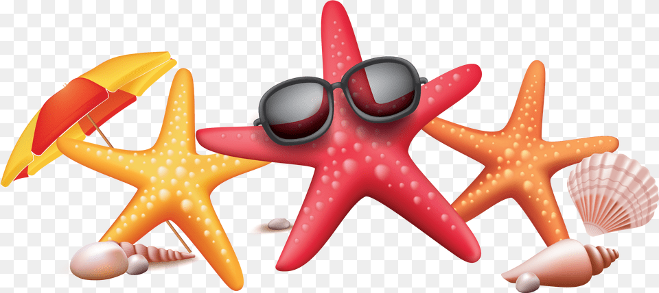 Vector Color Seaside Starfish Sunglasses Creative Summer Star Fish, Animal, Sea Life, Aircraft, Airplane Free Png Download