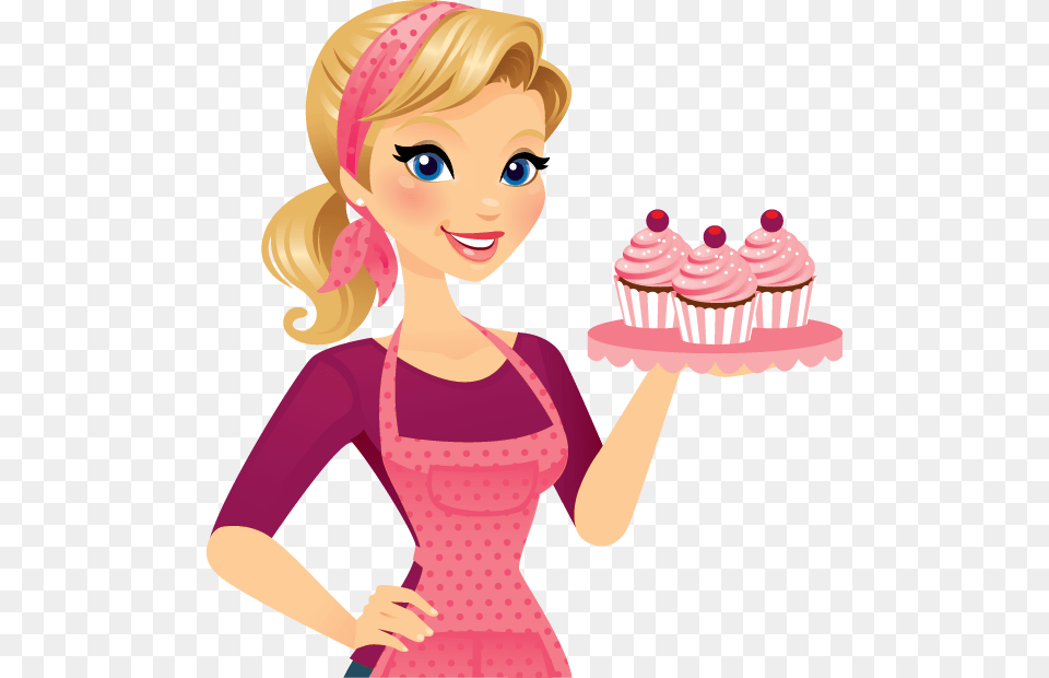 Vector Cupcakes Chef Female Baker Clipart, Girl, Person, Child, Cupcake Png
