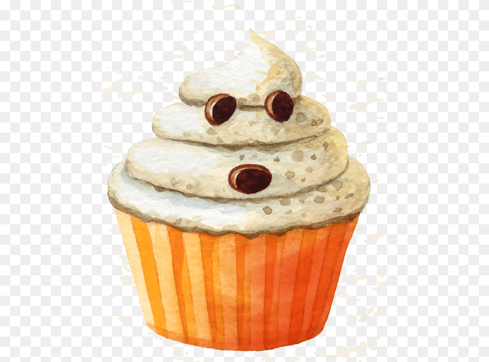 Vector Cupcakes Watercolor Halloween Muffin Transparent Background, Cake, Cream, Cupcake, Dessert Png