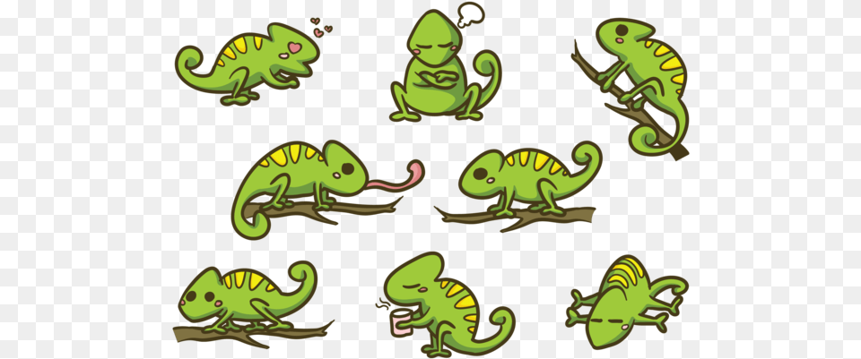 Vector De Dibujos Animados Camalen Chameleon Vector, Animal, Green Lizard, Lizard, Reptile Free Png
