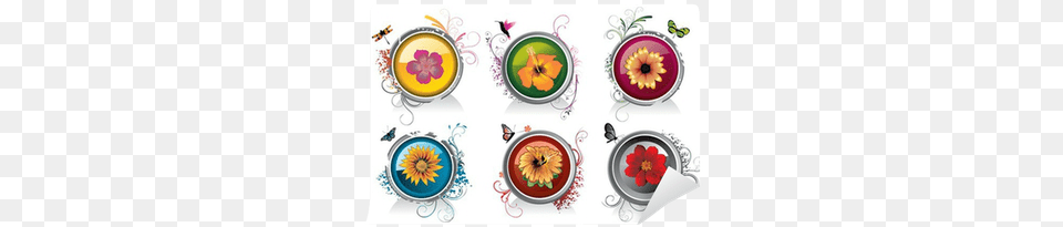 Vector De Flores En Un Circulo Brillante Wall Mural Design, Art, Floral Design, Graphics, Pattern Free Transparent Png