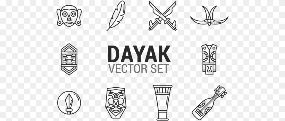 Vector De Iconos Dayak Dayak Tribe, Stencil, Face, Head, Person Free Png Download