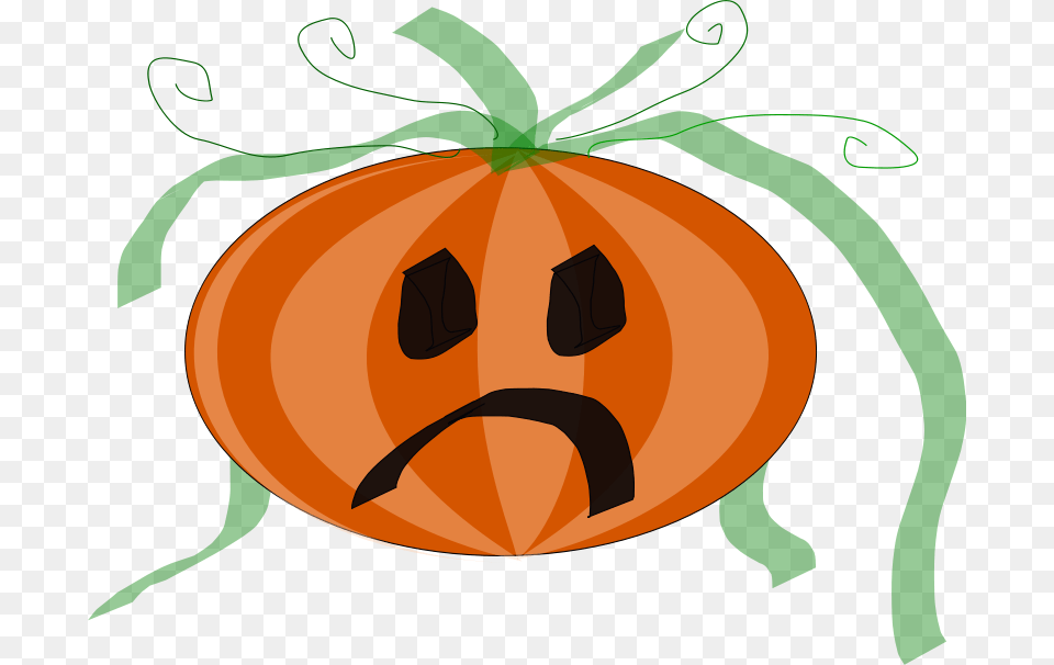 Vector Decorated Sad Pumpkin Clip Art, Food, Plant, Produce, Vegetable Free Png Download