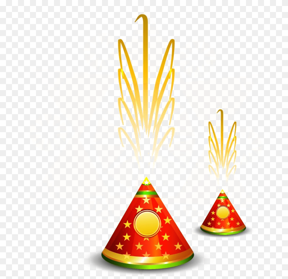 Vector Diwali Fireworks Firecracker Vector Diwali Crackers, Clothing, Hat, Party Hat Free Transparent Png